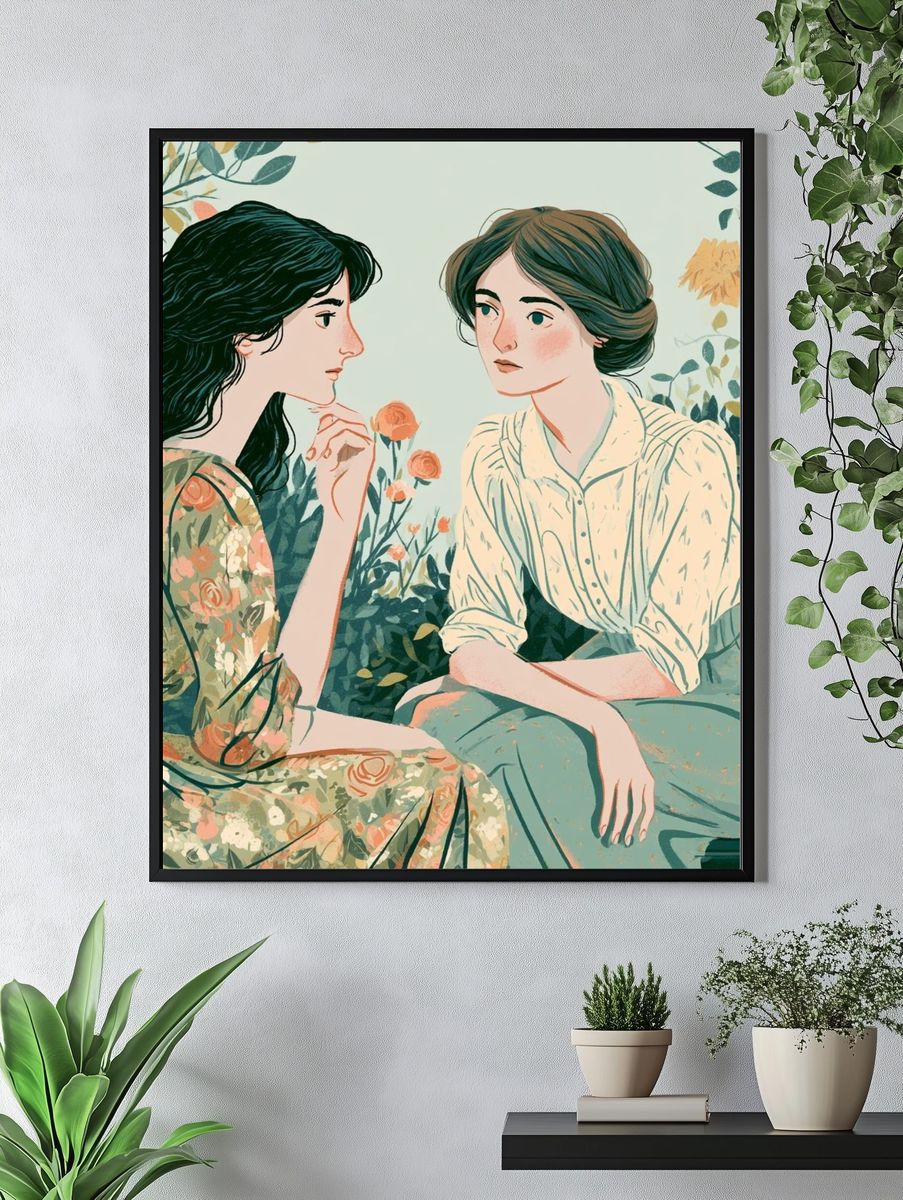 Floral Women Portrait Illustration Poster. — room view 4