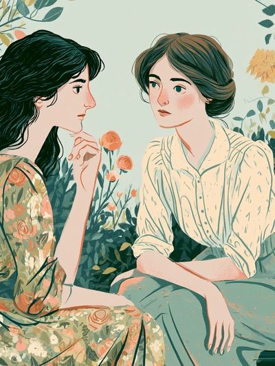 Floral Women Portrait Illustration Poster.