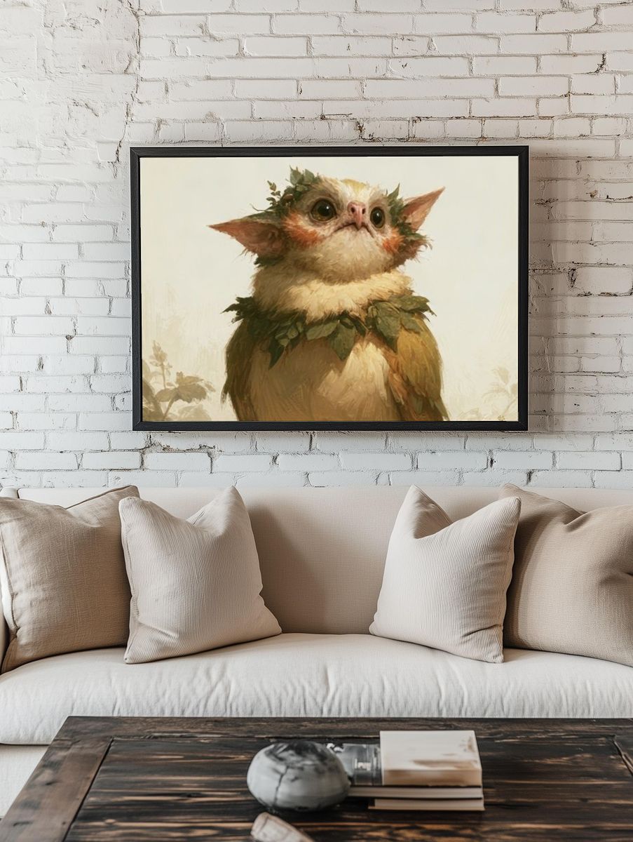 Forest Sprite Cat Illustration Poster. — room view 1