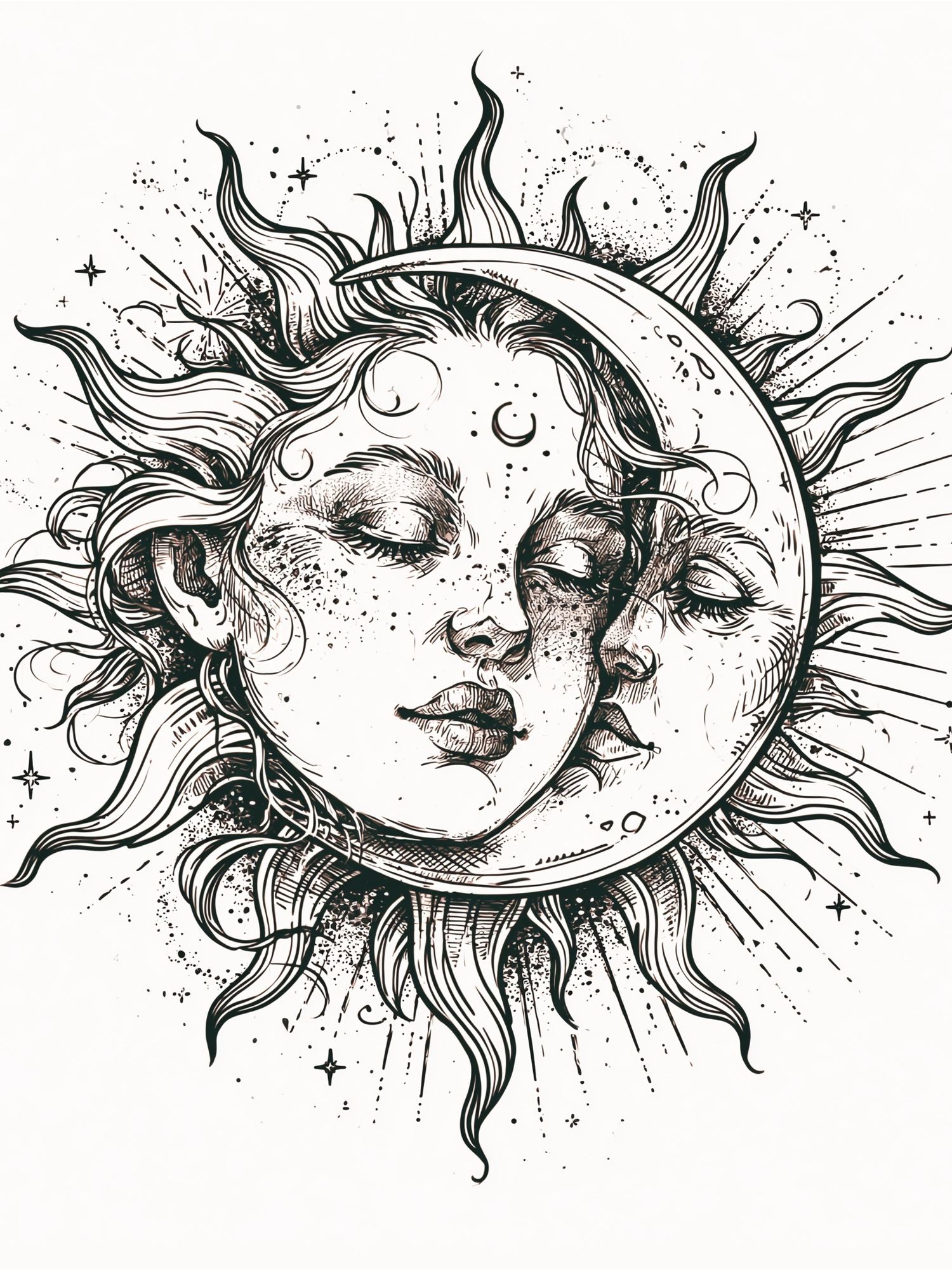 Celestial Sun and Moon Illustration Poster. poster detail