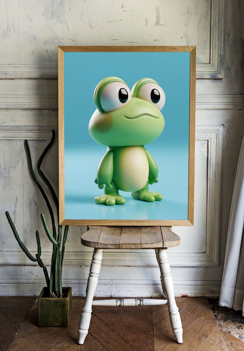 Cute Frog Character Illustration Poster. room preview