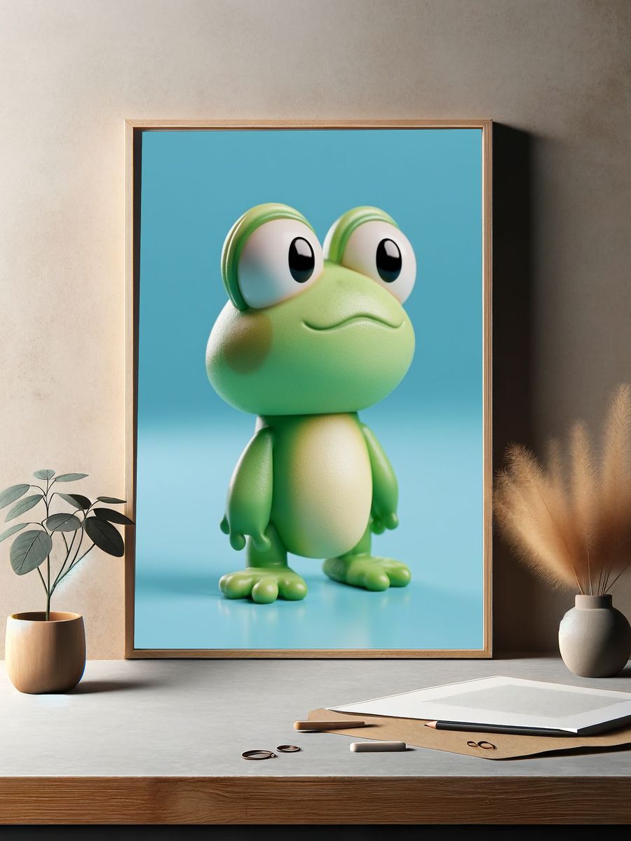 Cute Frog Character Illustration Poster. — room view 2