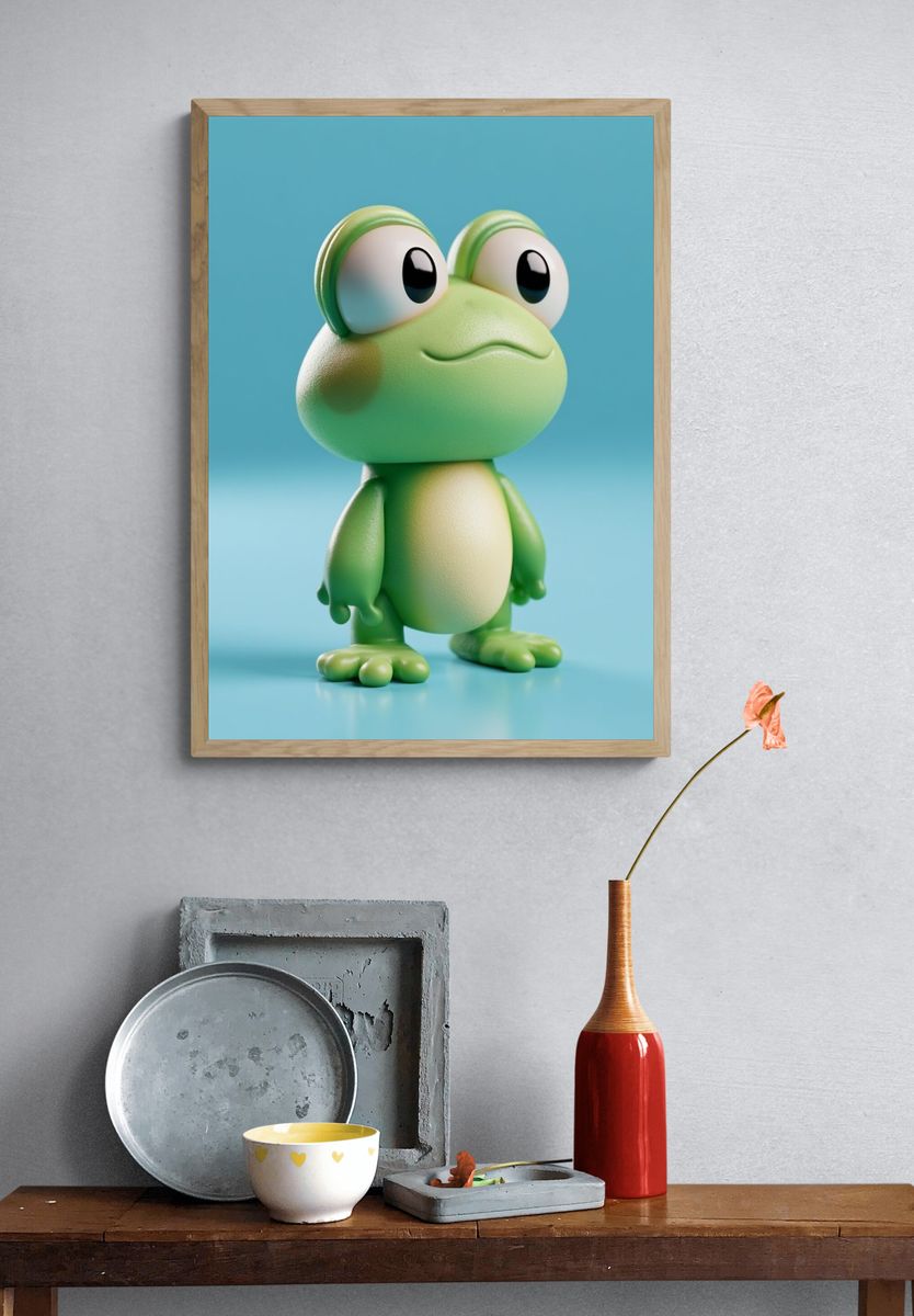Cute Frog Character Illustration Poster. — room view 3