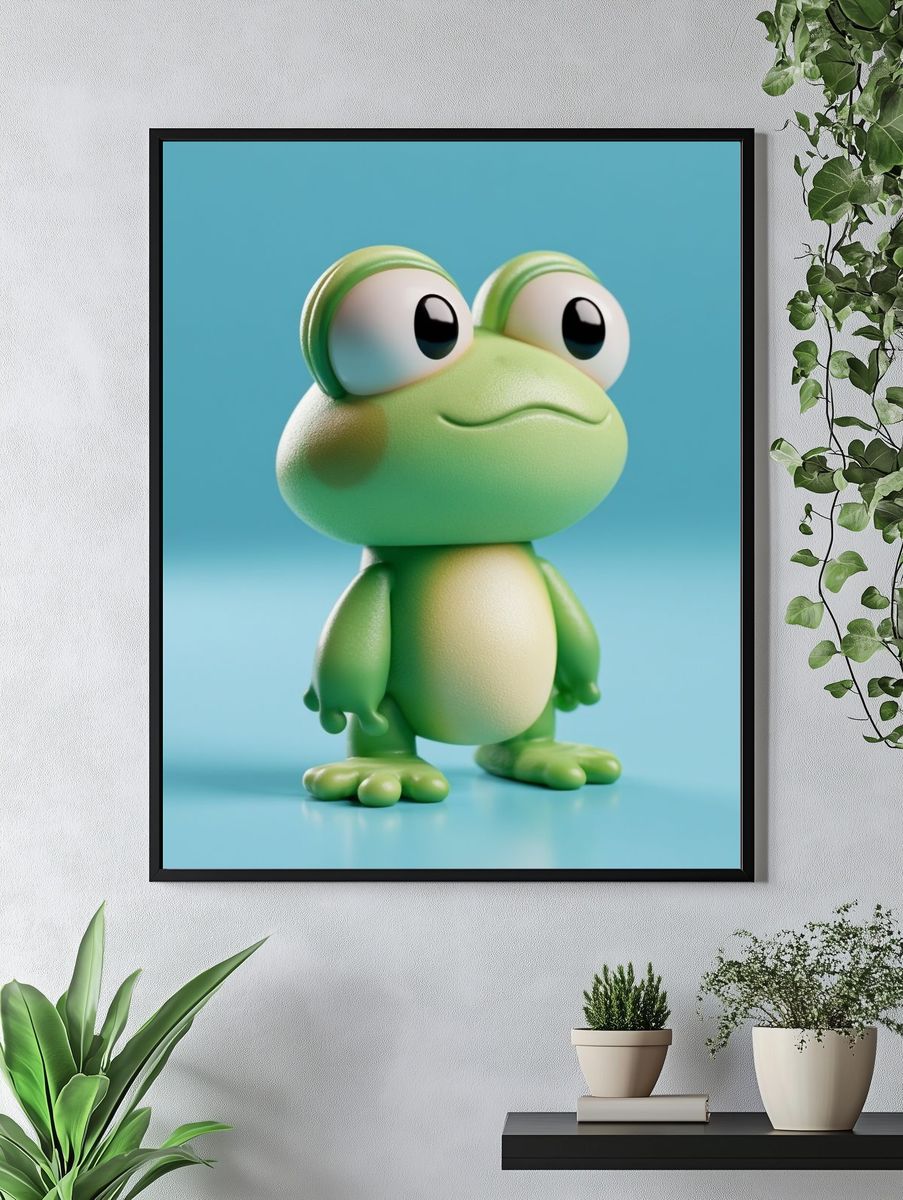 Cute Frog Character Illustration Poster. — room view 4