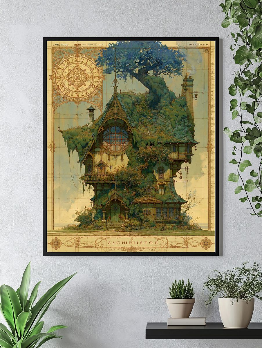 Enchanted Treehouse Architecture Print. — room view 4