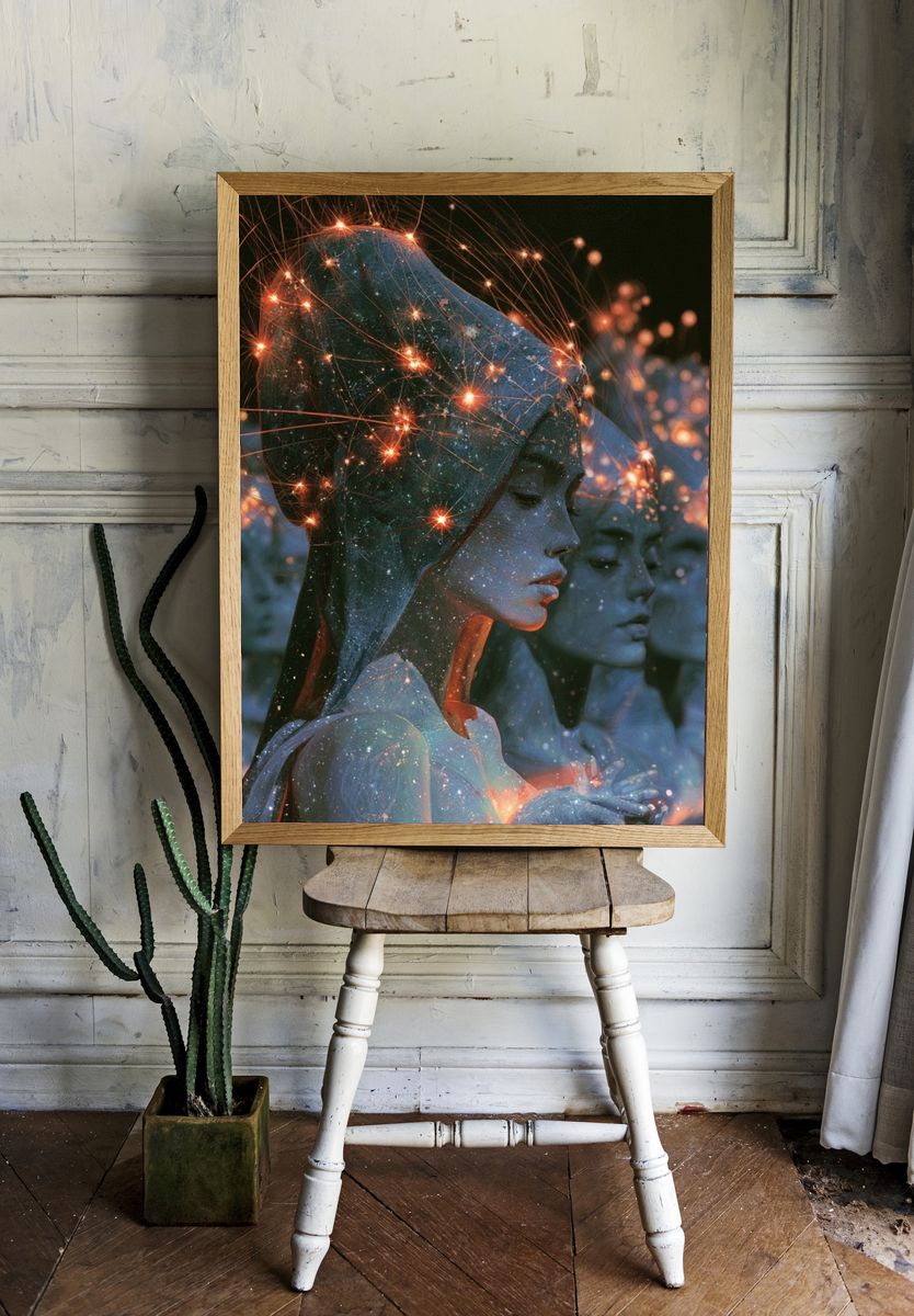 Celestial Women Portrait Print. room preview