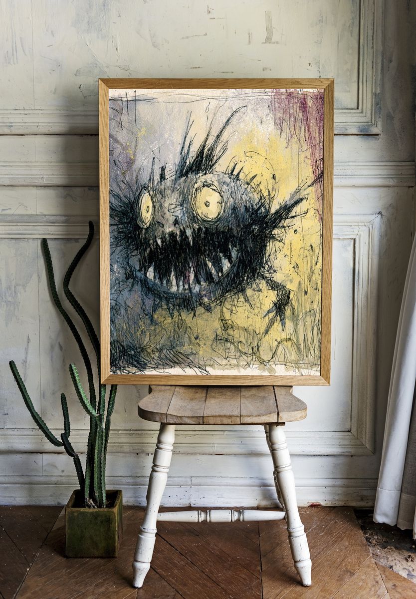 Monstrous Face Expressionist Poster. — room view 1
