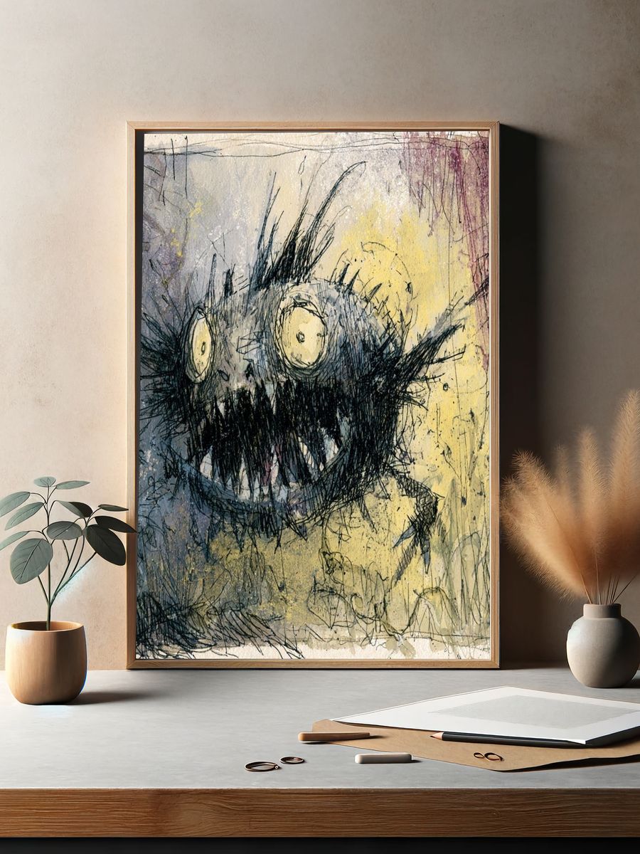 Monstrous Face Expressionist Poster. — room view 2