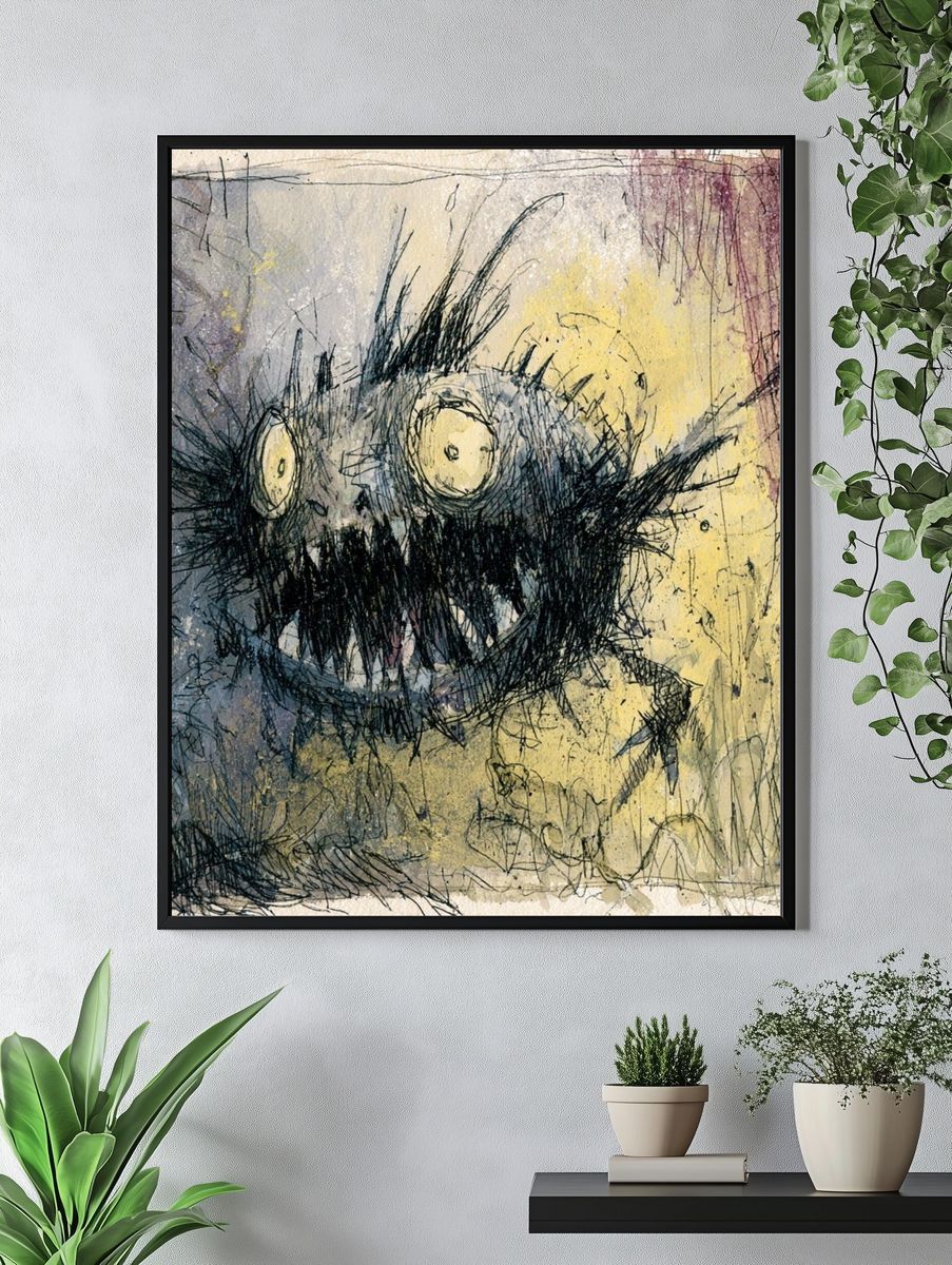 Monstrous Face Expressionist Poster. — room view 4