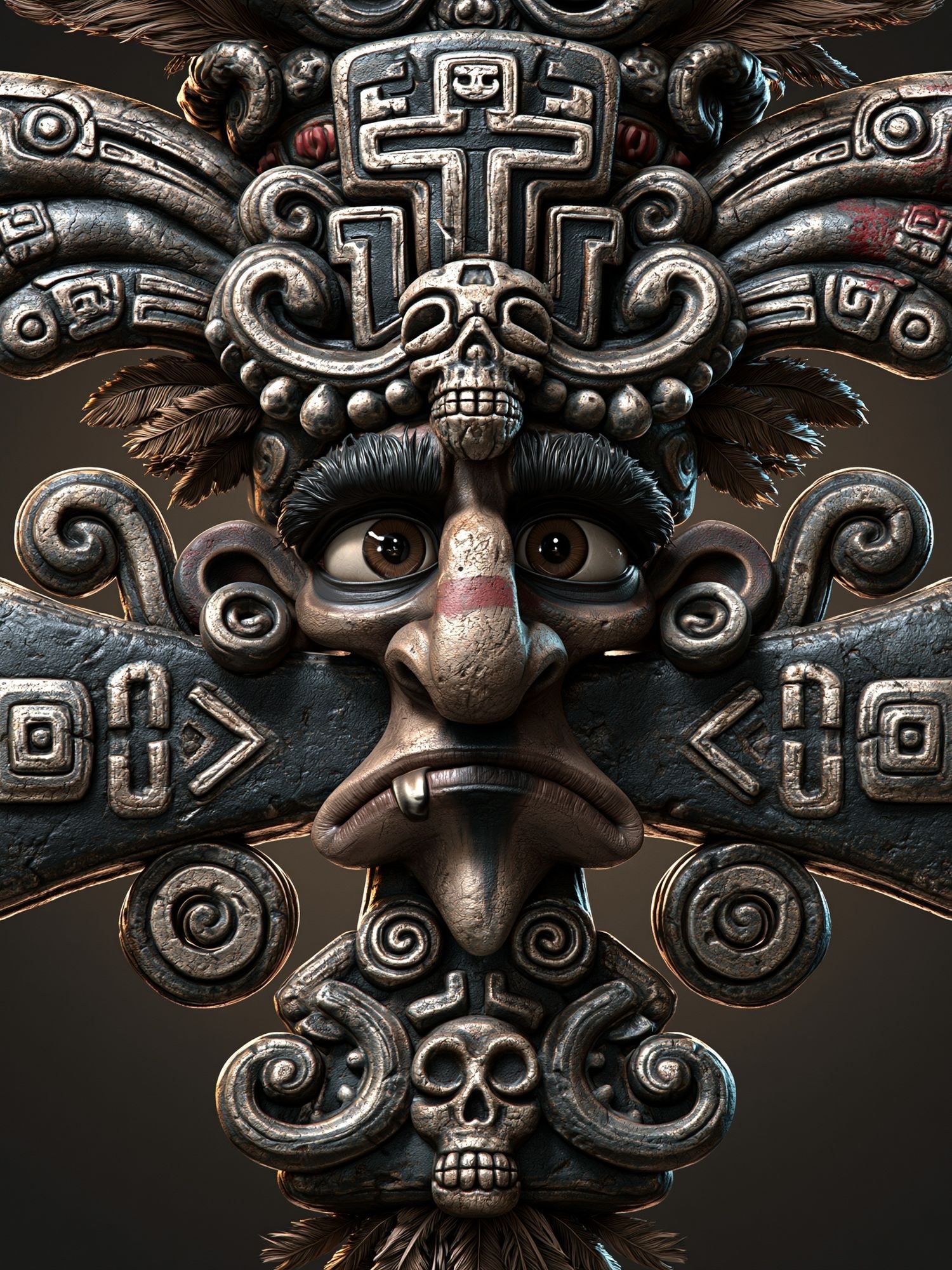 Mayan Skull Totem Illustration Poster. poster detail