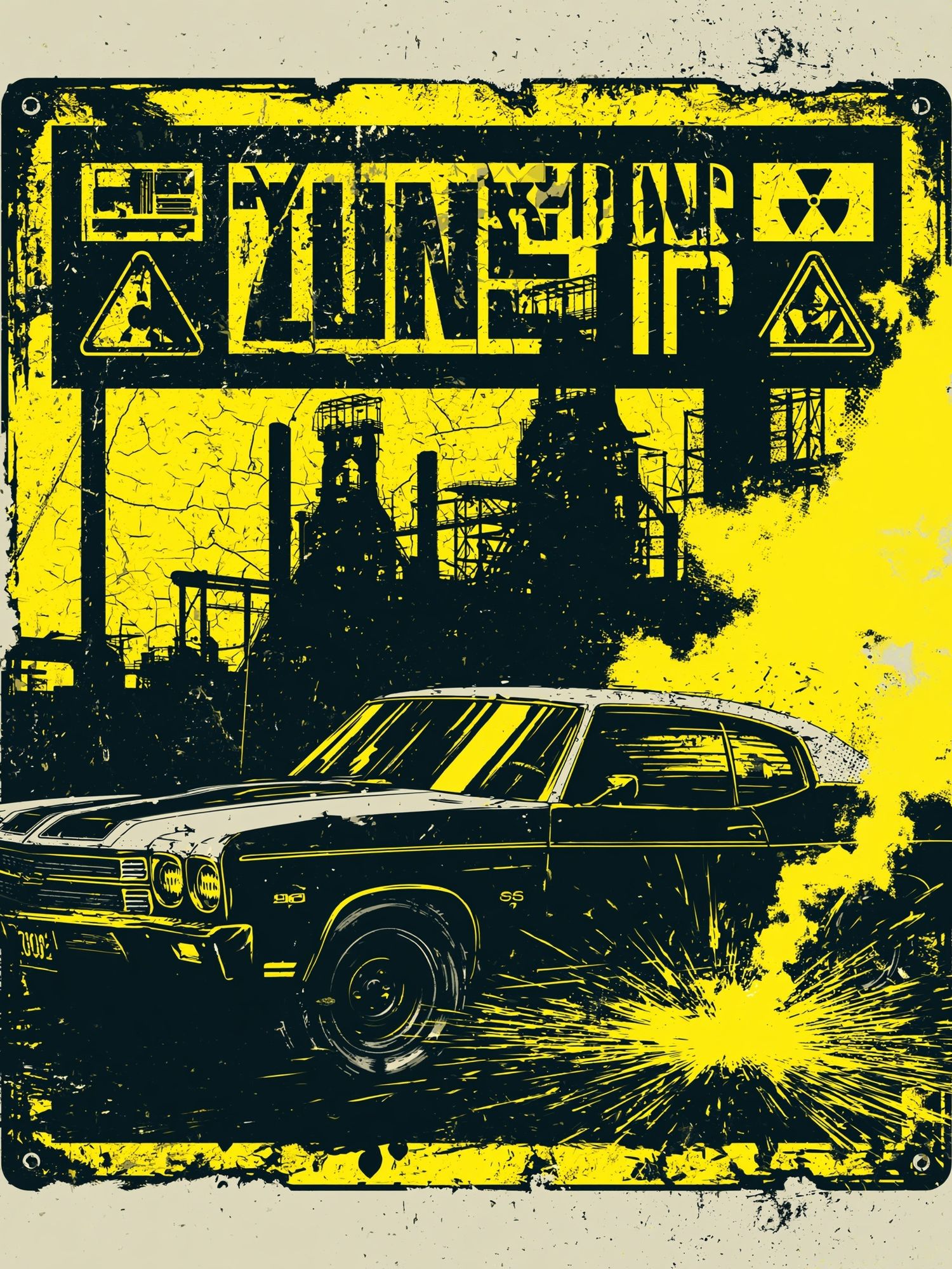 Nuclear Zone Car Illustration Poster. poster detail