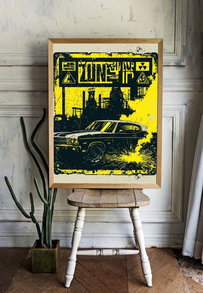 Nuclear Zone Car Illustration Poster. — room view 1