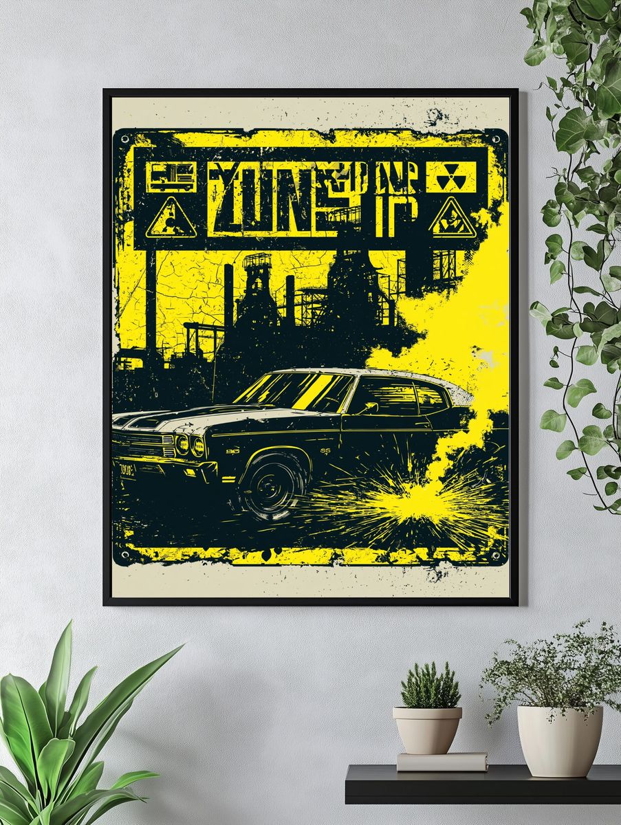 Nuclear Zone Car Illustration Poster. — room view 4