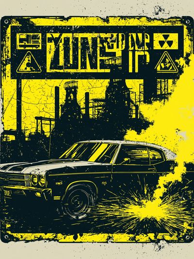 Nuclear Zone Car Illustration Poster. poster print