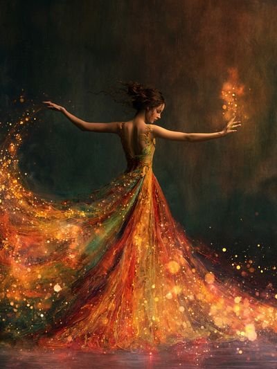 Dancing Ember Woman Illustration Poster.