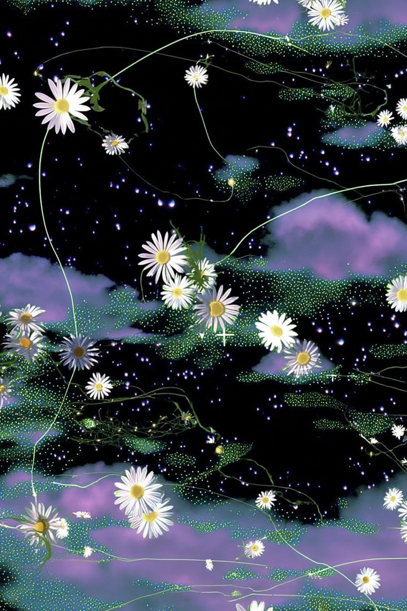 Cosmic Daisy Garden Illustration Poster. poster detail