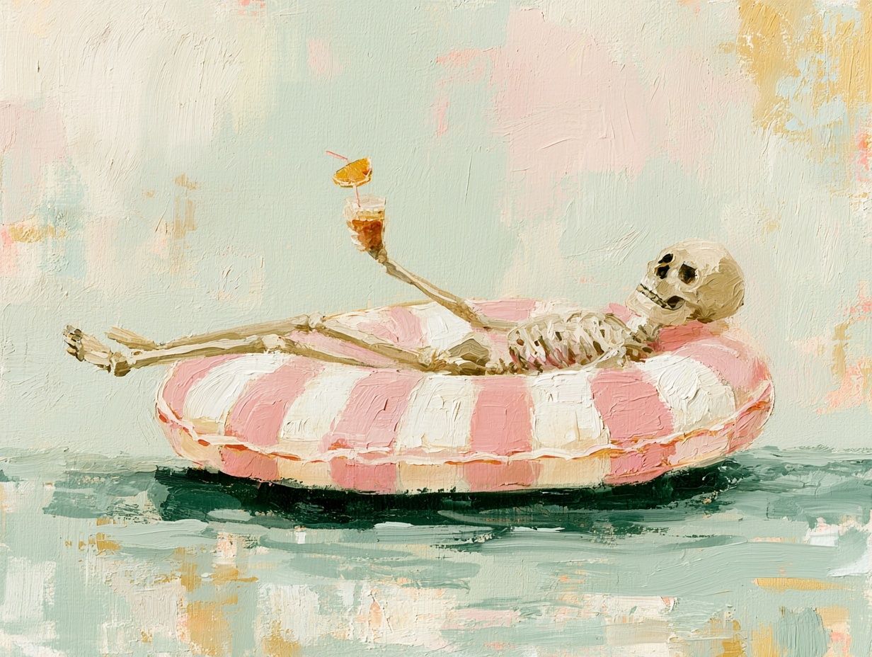 Skeleton Pool Float Illustration Poster. poster detail
