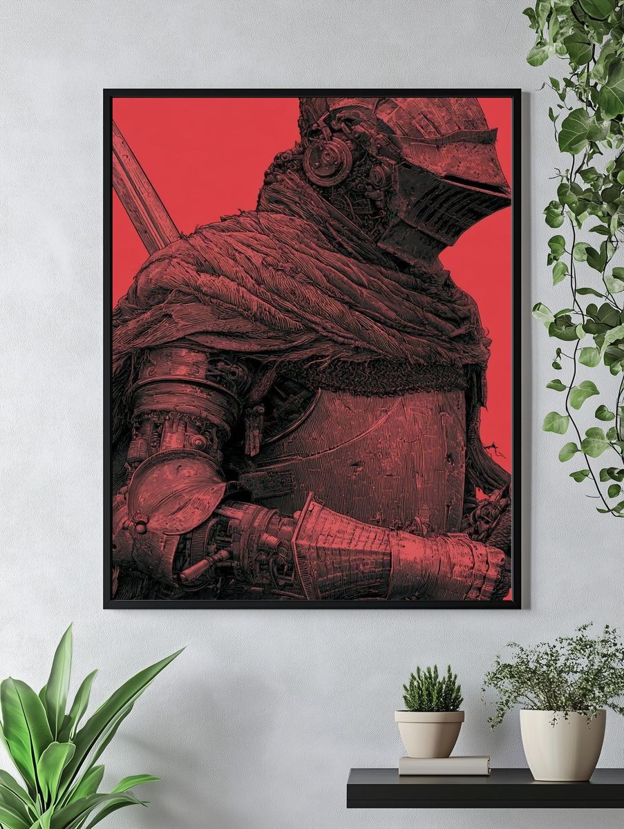 Armored Knight Digital Art Poster. — room view 4