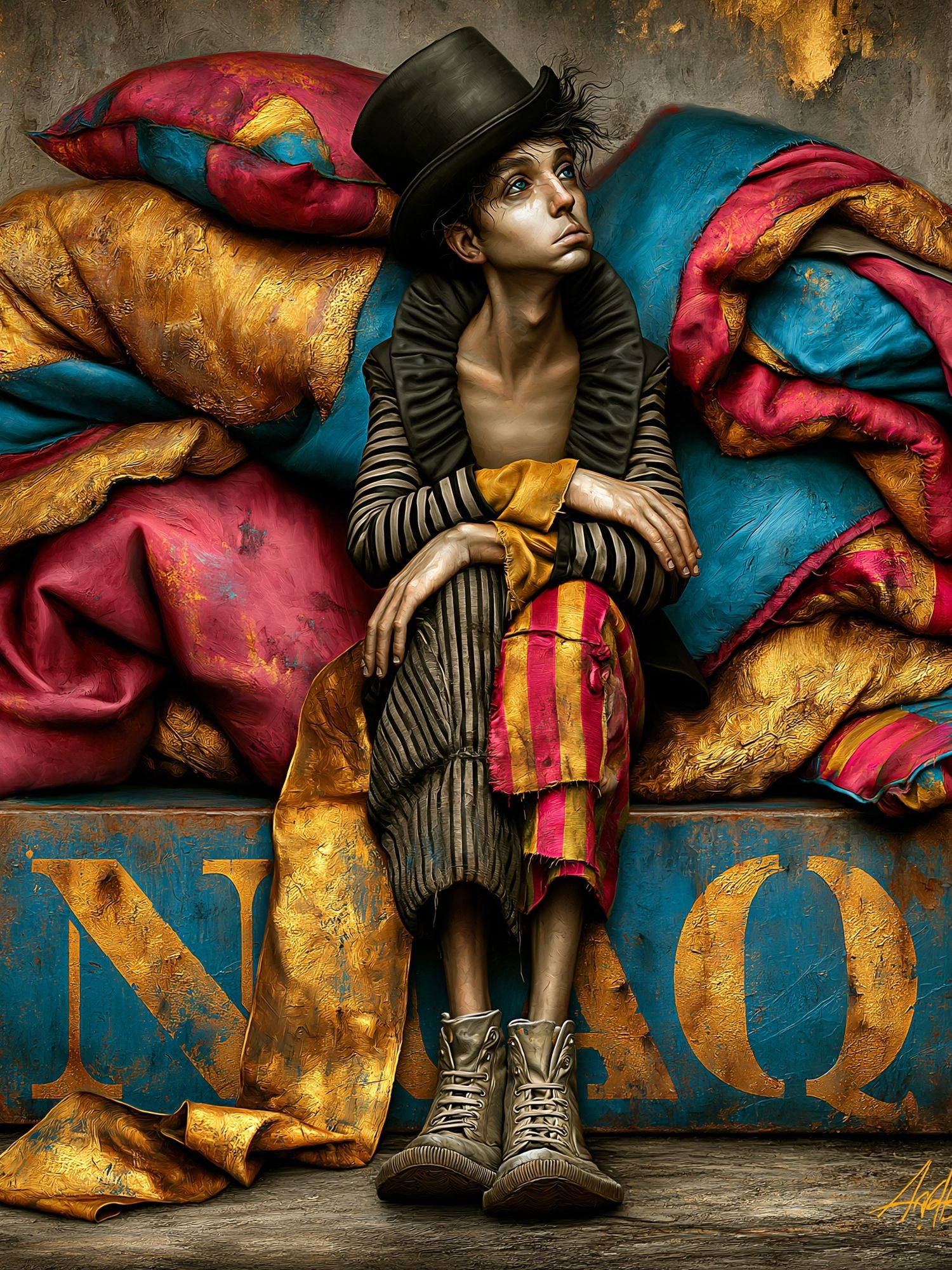 Surreal Jester Portrait Poster. poster detail