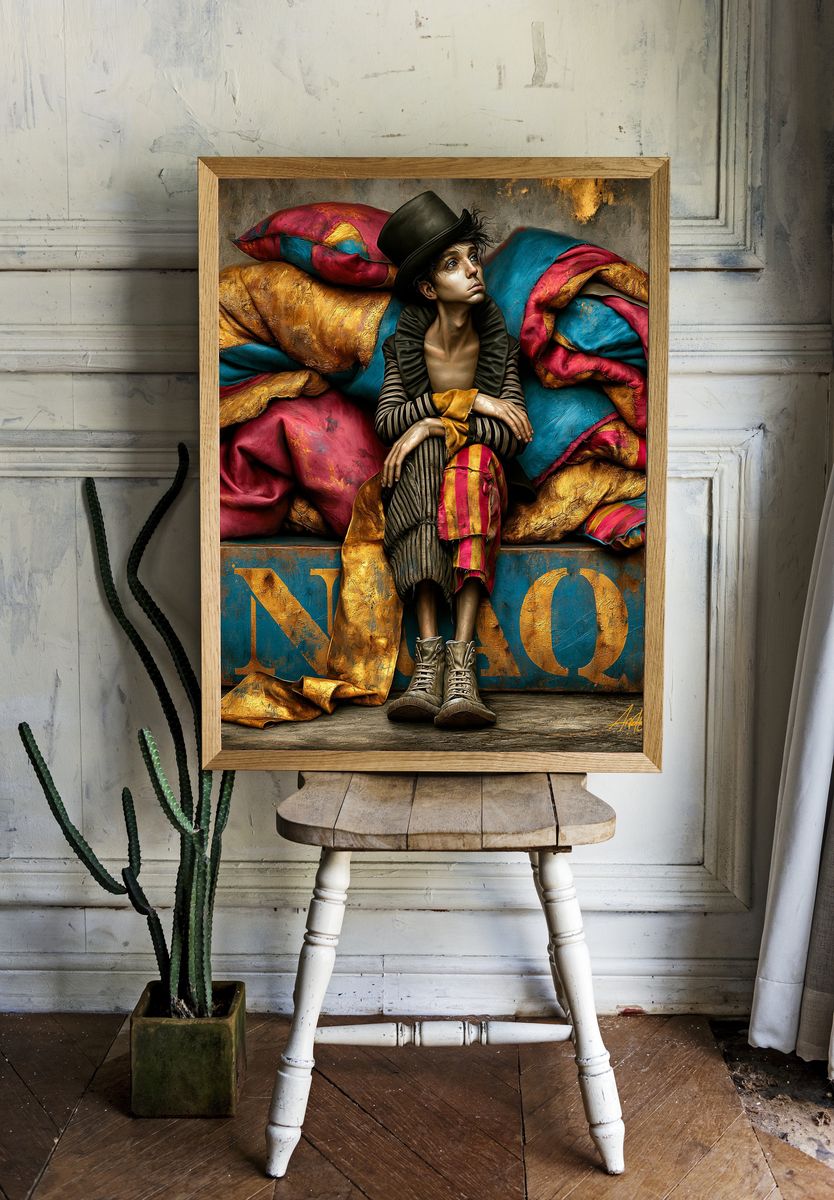 Surreal Jester Portrait Poster. — room view 1