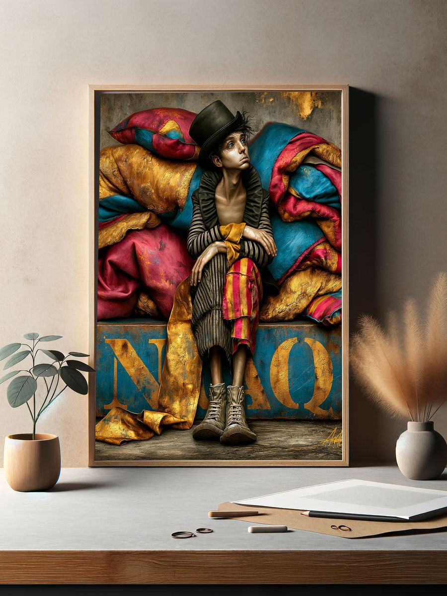 Surreal Jester Portrait Poster. — room view 2