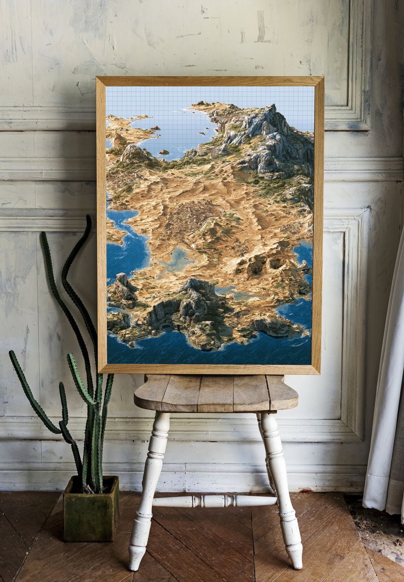 Fantasy Island Aerial Illustration Print. — room view 1