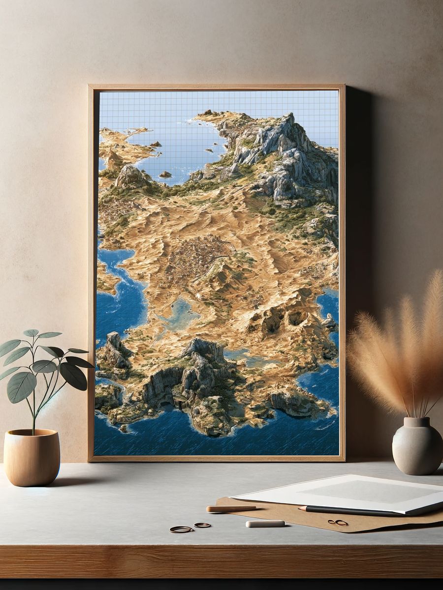 Fantasy Island Aerial Illustration Print. — room view 2
