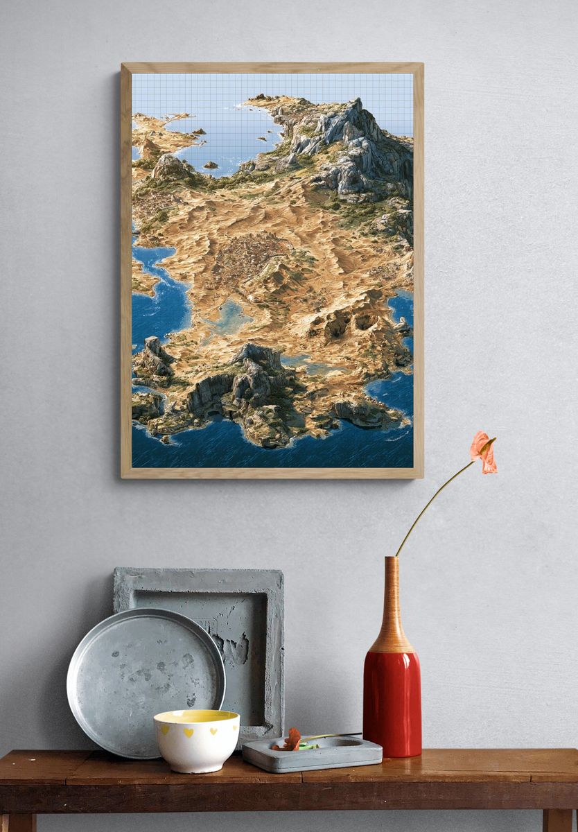 Fantasy Island Aerial Illustration Print. — room view 3