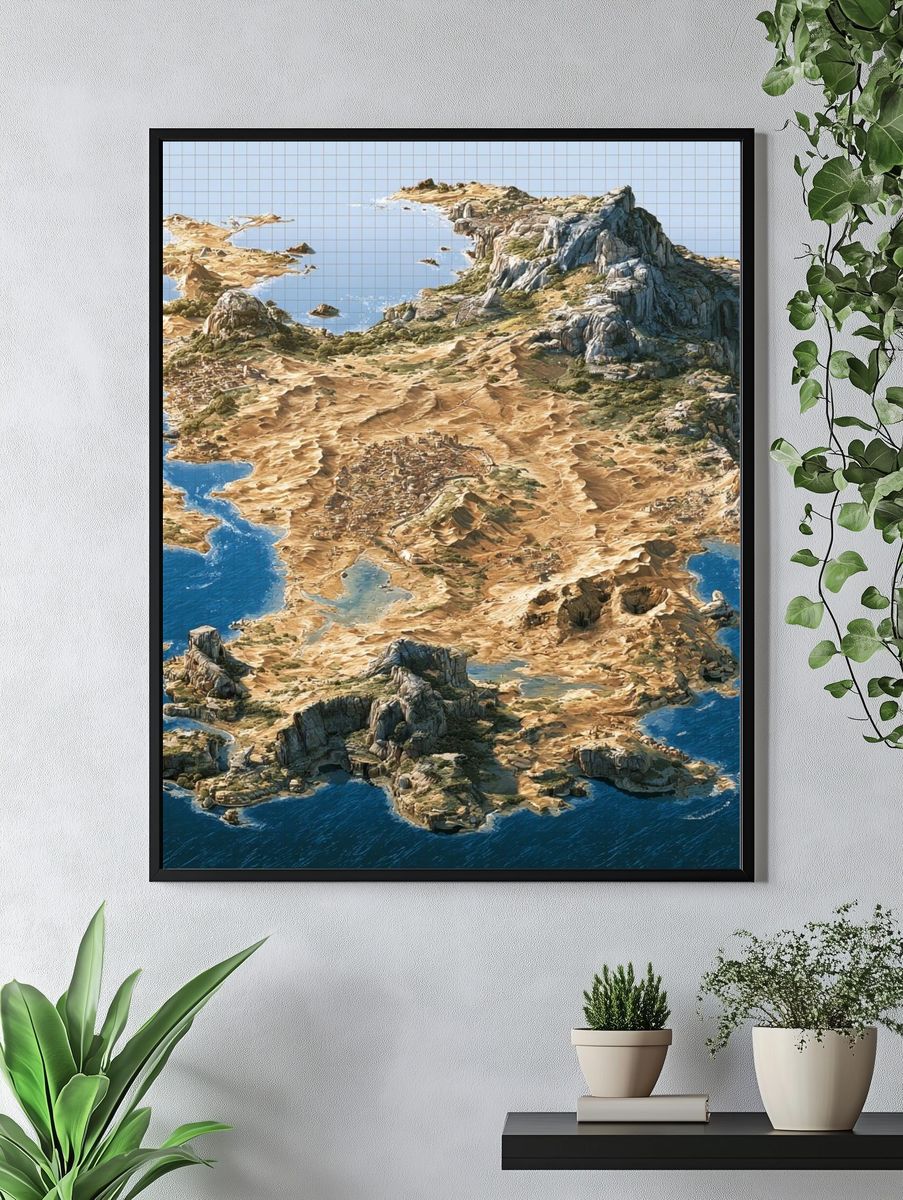Fantasy Island Aerial Illustration Print. — room view 4