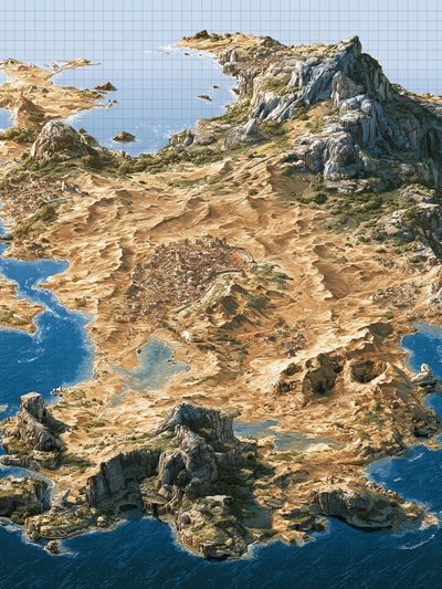 Fantasy Island Aerial Illustration Print. poster print