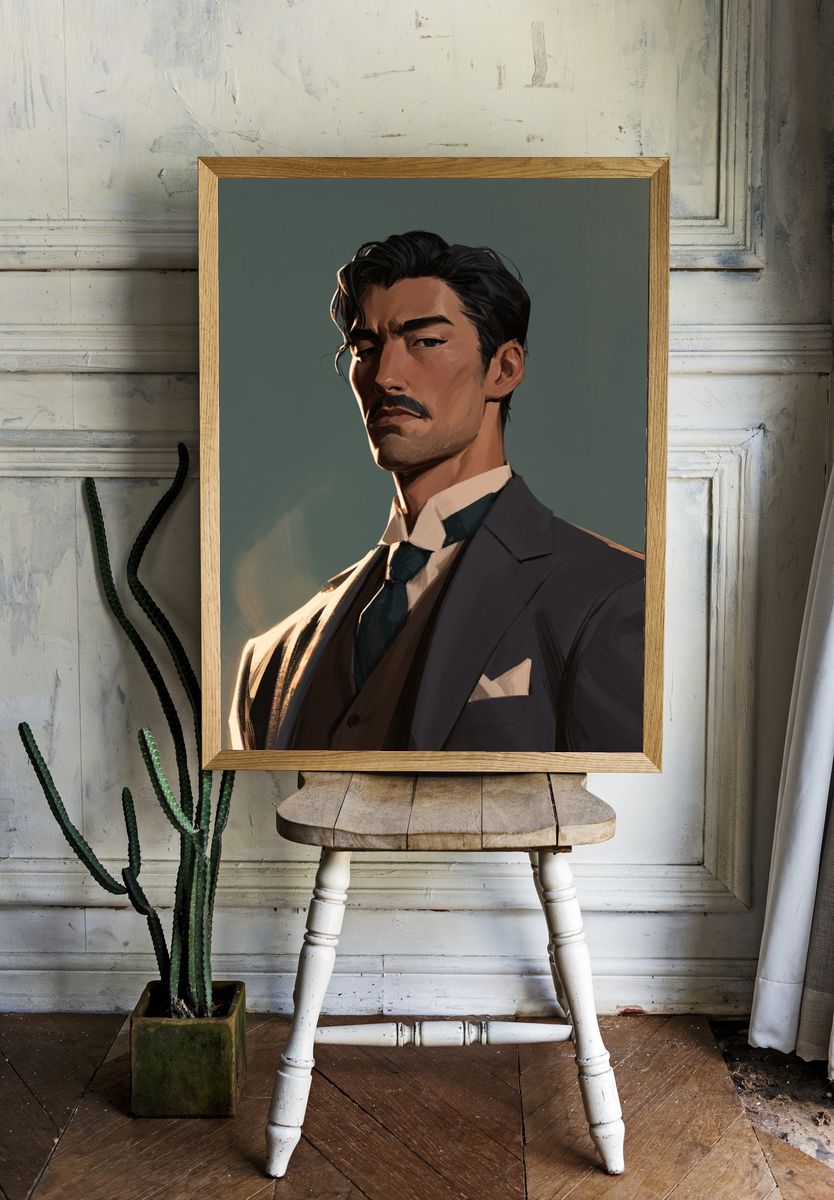 Suited Portrait Illustration Poster. room preview