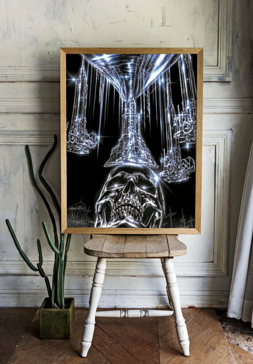 Crystal Skull Surrealism Poster. room preview