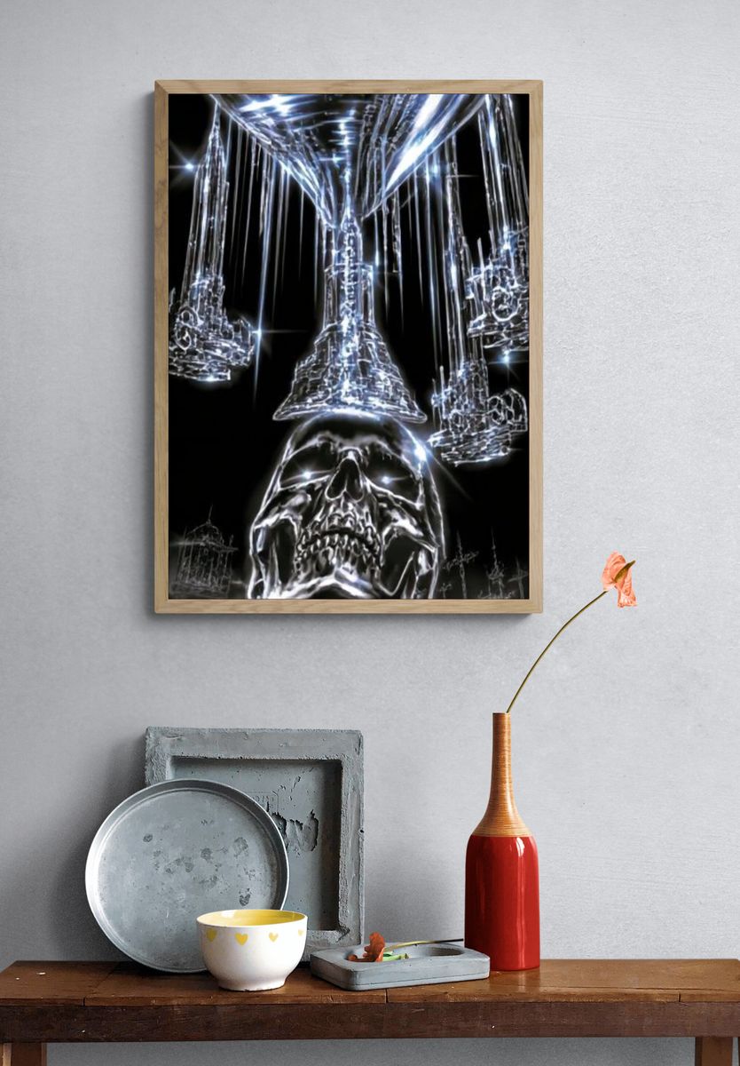 Crystal Skull Surrealism Poster. — room view 3