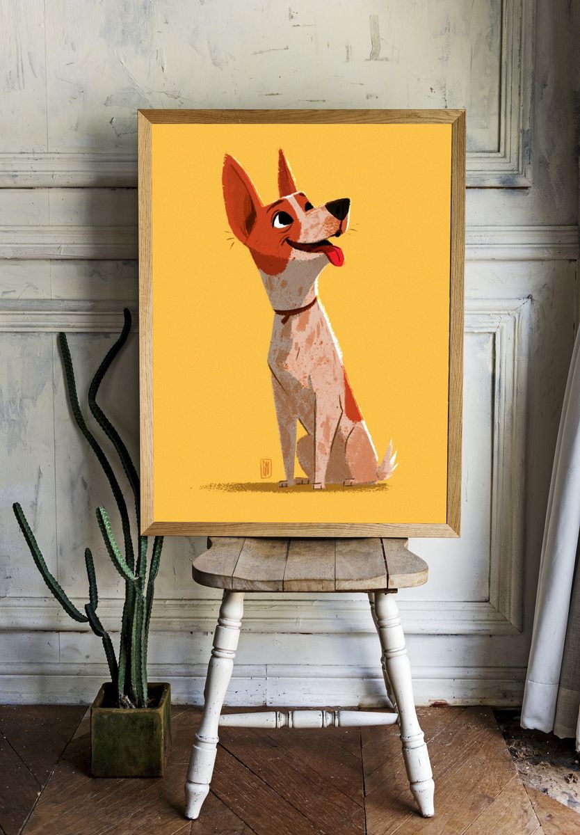 Happy Dog Illustration Poster. room preview