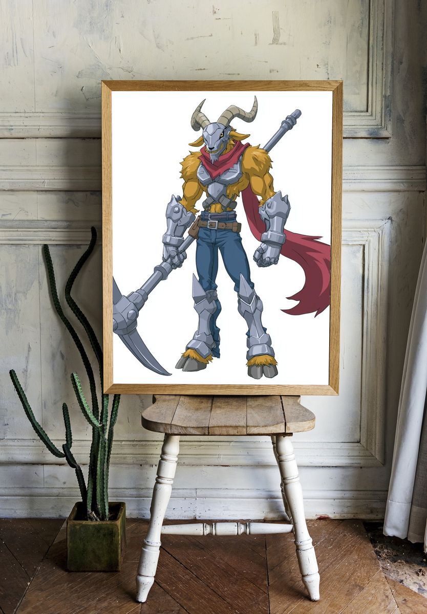 Horned Warrior Character Illustration Poster. room preview