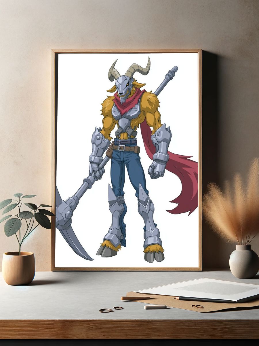 Horned Warrior Character Illustration Poster. — room view 2