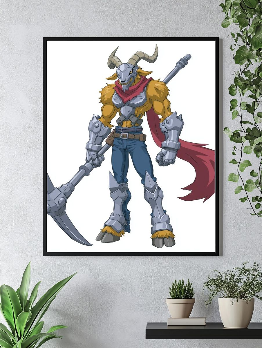 Horned Warrior Character Illustration Poster. — room view 4