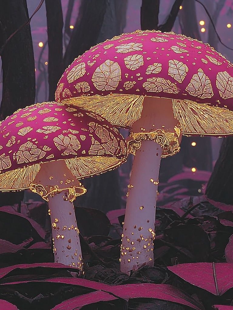Enchanted Mushrooms Illustration Poster. poster — illustration art