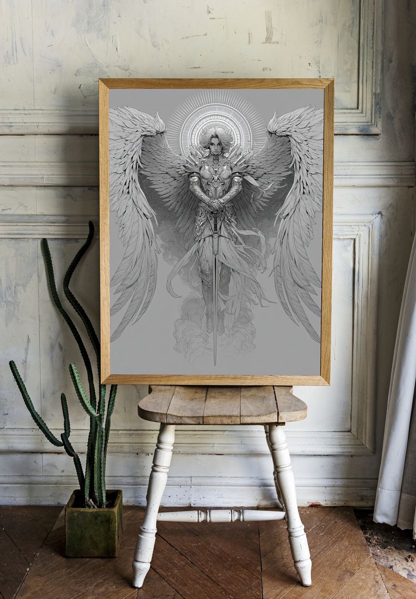 Winged Guardian Illustration Poster. room preview