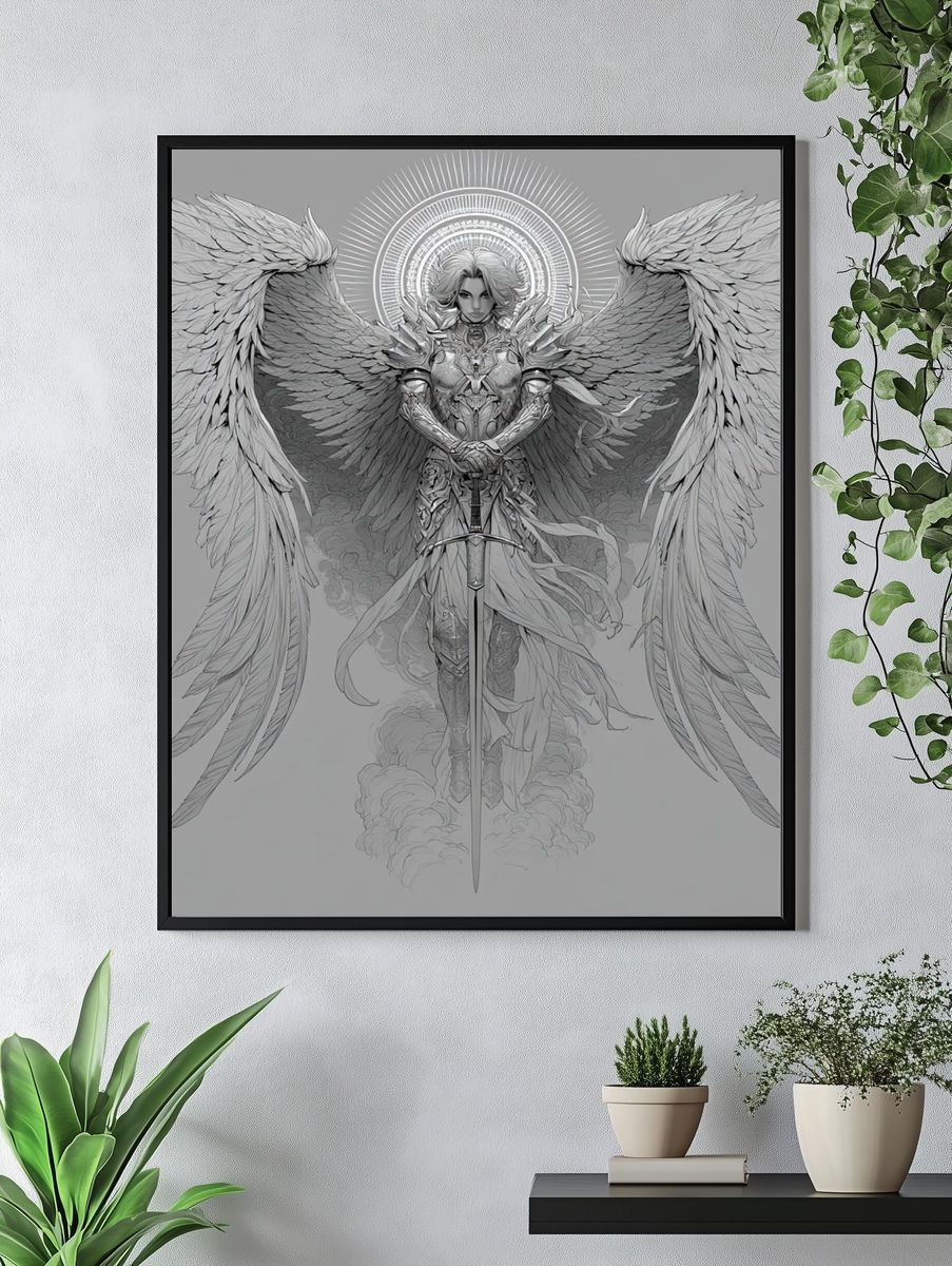 Winged Guardian Illustration Poster. — room view 4