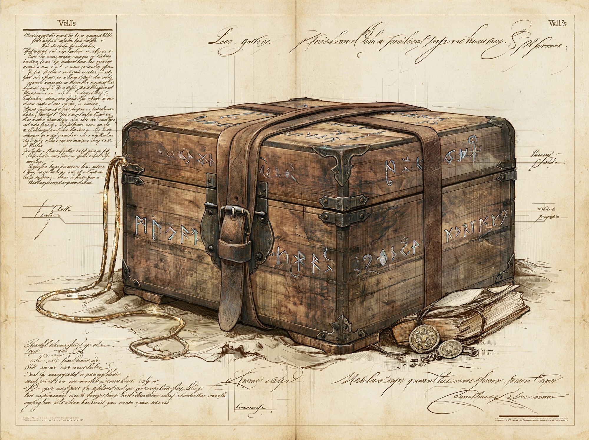 Ancient Treasure Chest Illustration Poster. poster — illustration art