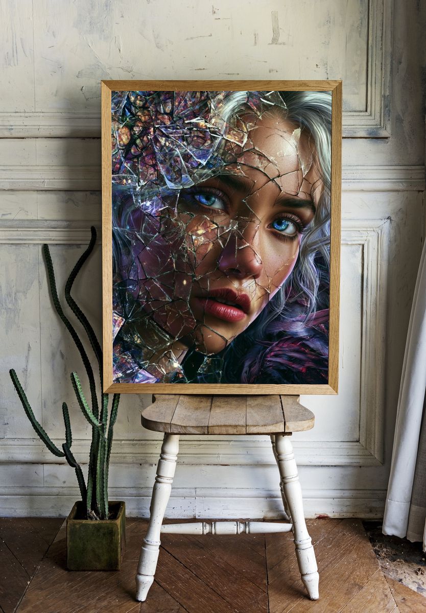 Shattered Crystal Portrait Print. room preview