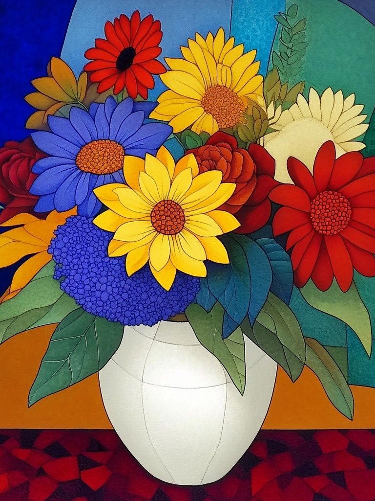 Colorful Floral Bouquet Illustration Poster. poster detail