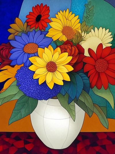 Colorful Floral Bouquet Illustration Poster.
