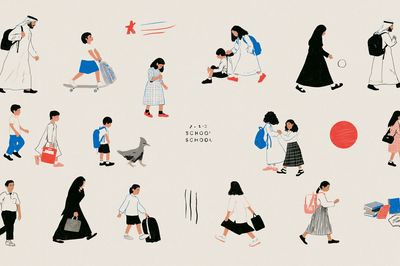 School Walk Illustration Poster.