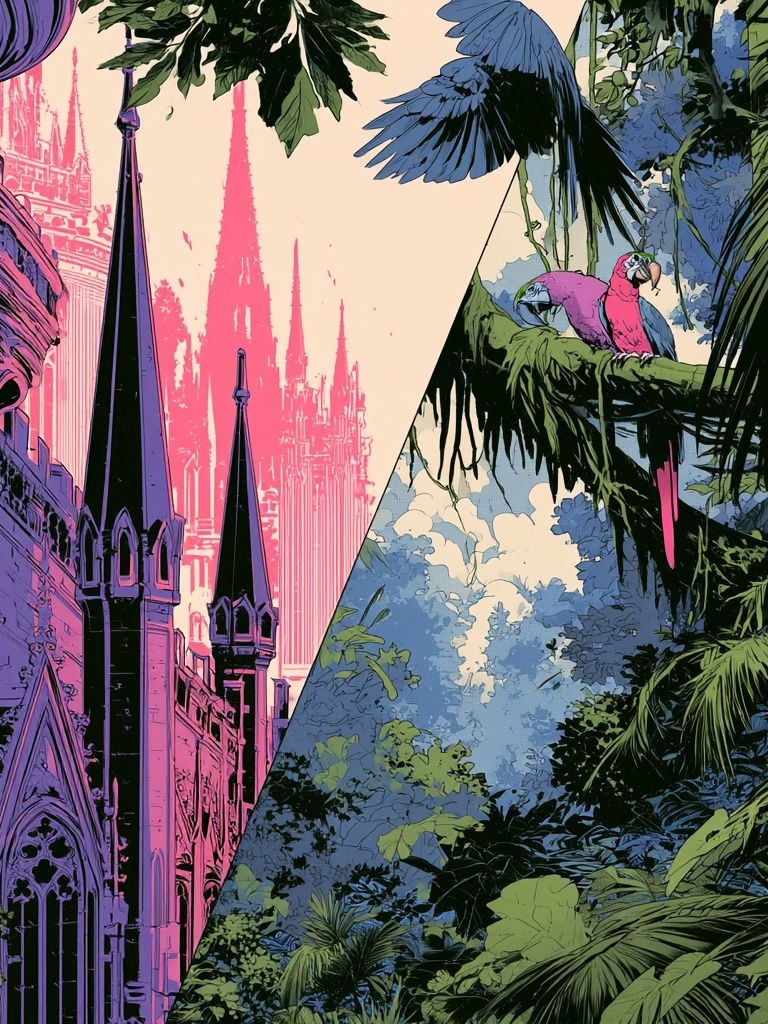 Tropical Cathedral Cityscape Poster. poster detail