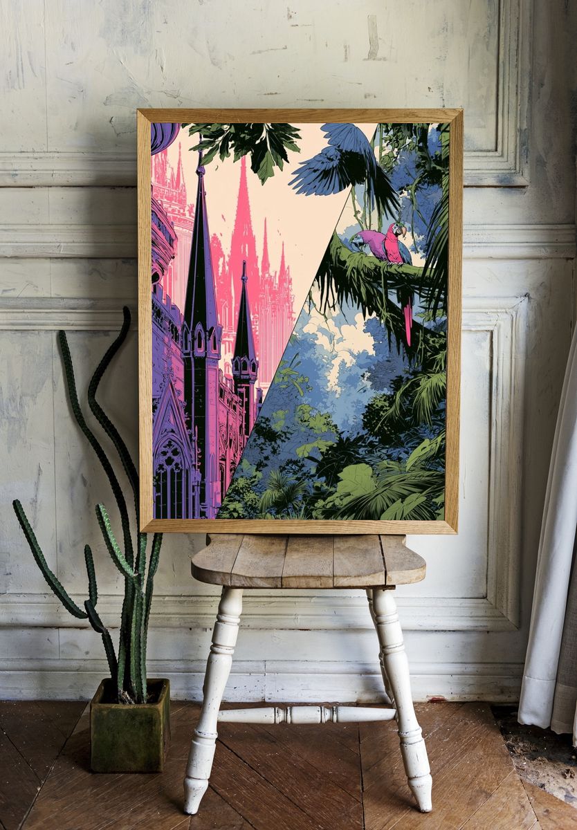 Tropical Cathedral Cityscape Poster. — room view 1