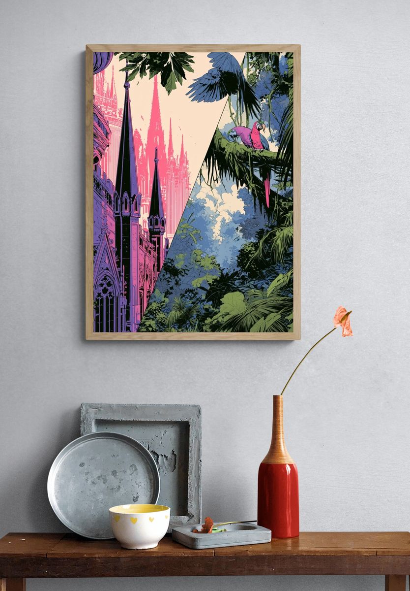 Tropical Cathedral Cityscape Poster. — room view 3