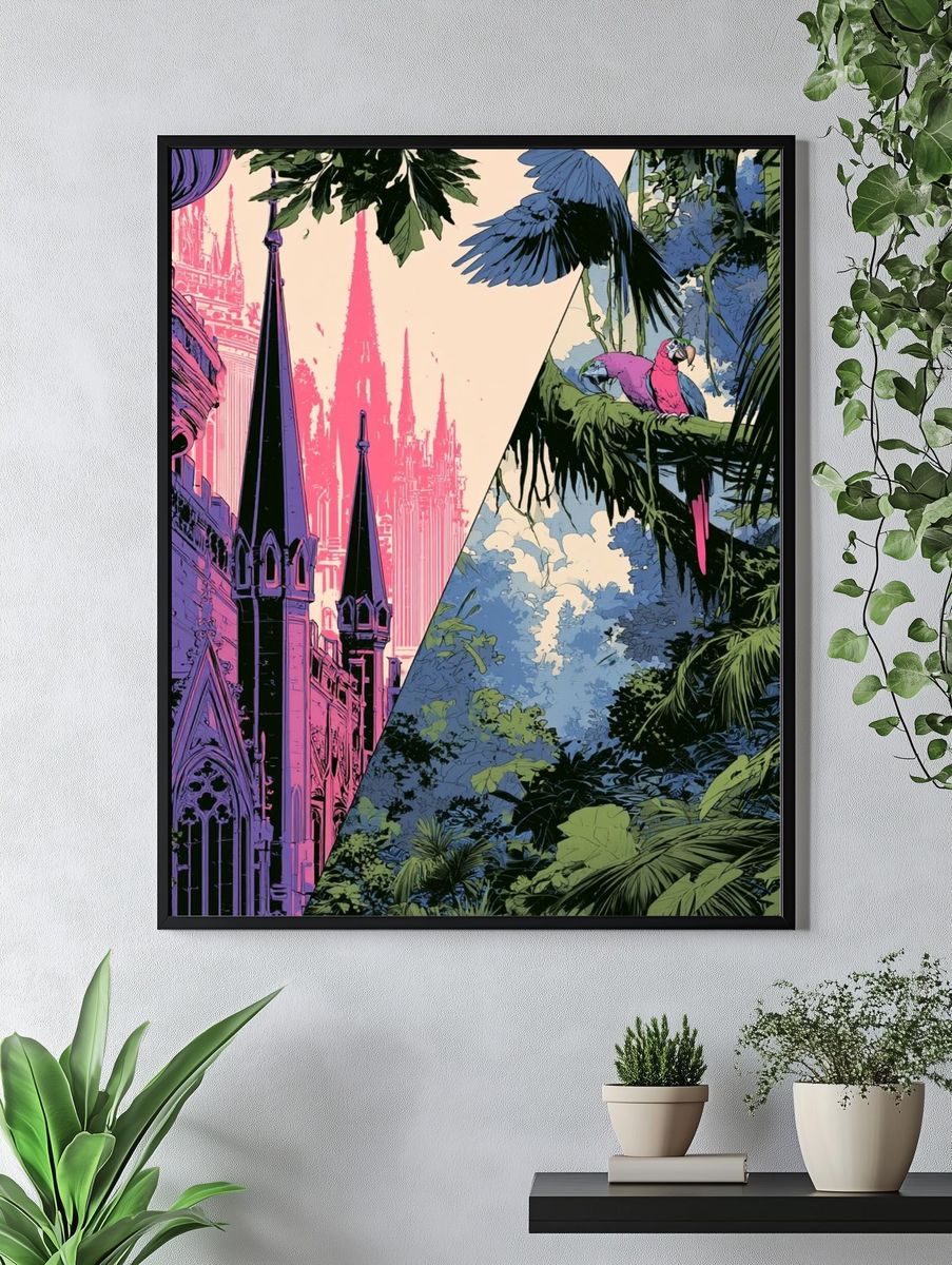 Tropical Cathedral Cityscape Poster. — room view 4
