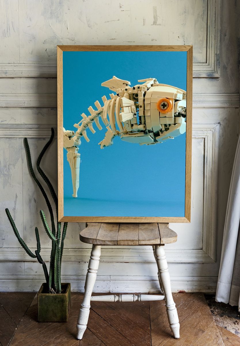 LEGO Fish Skeleton Illustration Print. — room view 1